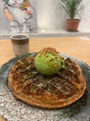 Mochi waffle with matcha ice cream at Hvala - Craig Rd in Central Singapore