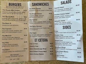 Menu at Royale with Cheese in Michigan City
