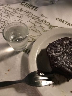 I recommend to try the vegan fudge brownie!  at Taverna Garden  in Crete