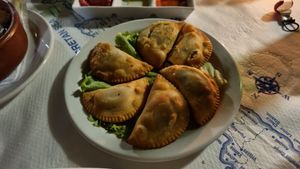 Vegan Cretan pies at Taverna Garden  in Crete