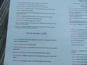Menu with vegan options at Les Sœurs Syriennes in Rouen
