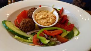 Falafel & houmous salad at Exchange Coffee Co in Clitheroe