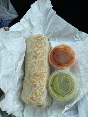 Veggie Burrito without cheese or sour cream at Rose's Taco Grill in Riverdale