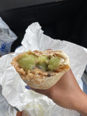 Veggie Burrito without cheese or sour cream at Rose's Taco Grill in Riverdale