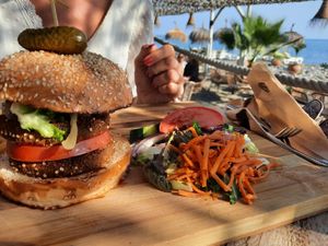 Vegan burger at BaoBaB Beach House in Algarrobo