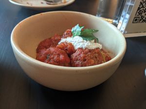 Baked meatballs at Double Zero in Baltimore