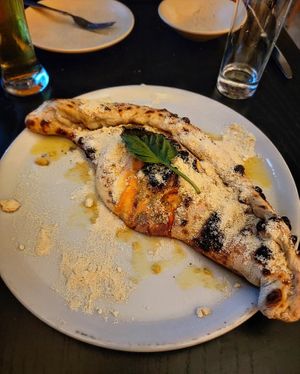 Vegan meatball calzone at Double Zero in Baltimore