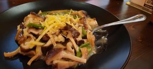 Vegan mushroom w/vegan cheese at Norbu in Lancaster