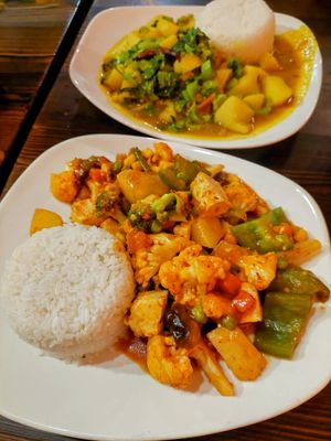 Vegan Delight & Aloo Saag (with mustard greens) at Norbu in Lancaster