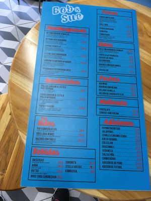 Menu as of October 2022  at Bob & Sue in Medellin