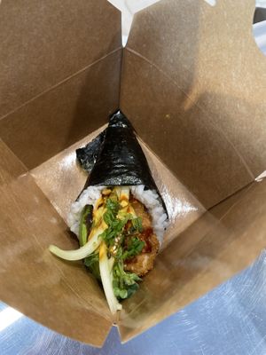 Shrimp hand roll  at Vegan Castle in Long Beach