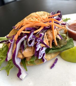 Crispy Fish Taco at Vegan Castle in Long Beach