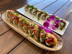 Beautiful vegan sushi at Vegan Castle in Long Beach