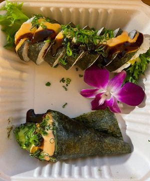 hand roll & long beach roll  #Veganuary at Vegan Castle in Long Beach