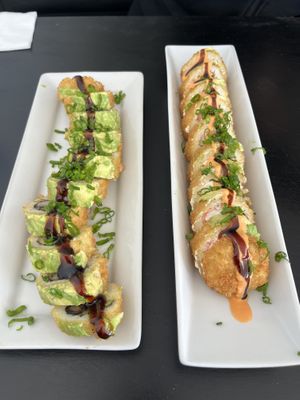 Dragon roll & Santa Fe roll   at Vegan Castle in Long Beach