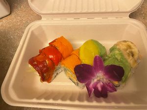 Rainbow roll  at Vegan Castle in Long Beach