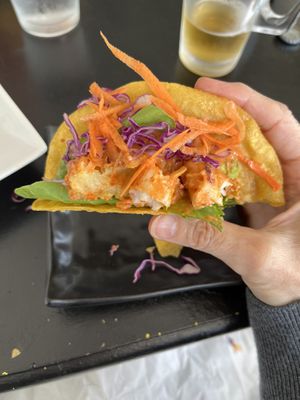 Shrimp taco  at Vegan Castle in Long Beach