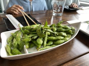 Butter Garlic Edamame   at Vegan Castle in Long Beach