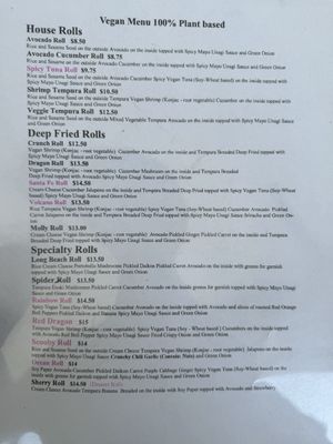 Menu  at Vegan Castle in Long Beach