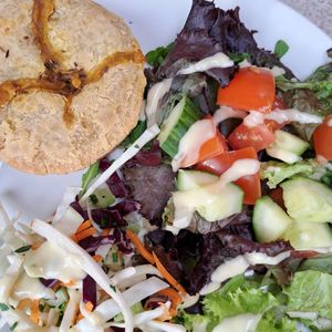 Pie and salad at Compton Acres Cafe in Poole