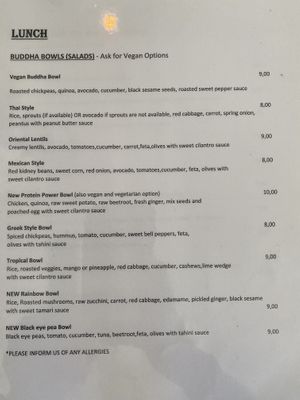 Lunch options, most can be made vegan  at Bakery Kafeneio in Limassol