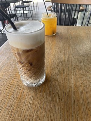 Iced latte with oat milk  at Bakery Kafeneio in Limassol