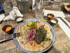 Plant based lamb kebab   at Megan's on the High Street in West London