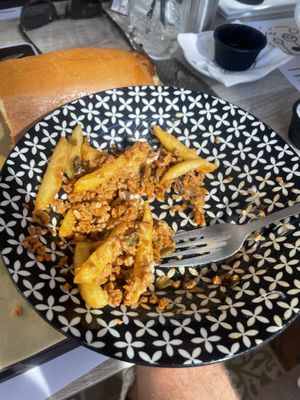 VEGAN SLOPPY JOE MADE WITH SOY MEAT (sorry I was hungry & forgot to take the picture when it first came out lol)  at Sweet World in Crete