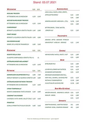 Karte Seite 3 at Bistro Peperoni in Schriesheim