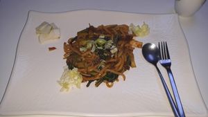 Spicy stir-fried udon at Loving Hut - Rodeo in Daegu