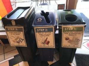 Conscious trash  at Flatiron Coffee in Boulder