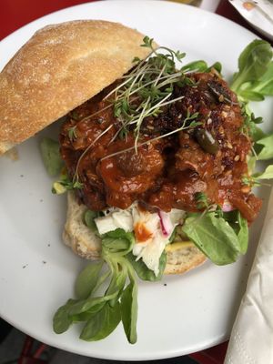 Seitan ‘bolognese’ style ciabatta  at Zondag in Maastricht