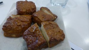 free tofu given to us by the lovely lady working there because of New Year :) at Loving Hut - Songde Rd in Taipei