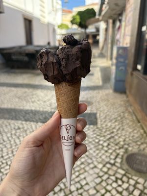 Dark chocolate in a vegan cone  at GeIicia in Lagos
