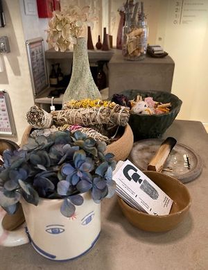 Palo santo at the reception desk at Hoy in Paris