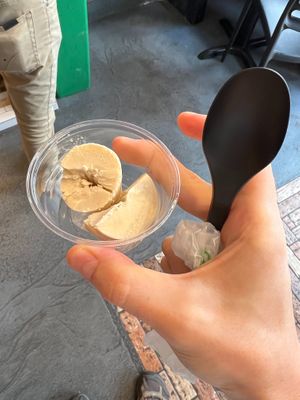 The founder and chef, Jyoti Tewani, was trying out a new vegan icecream — Kulfi — and we were privileged to try it! It was to die for, and felt so light! at Root 2 Rise in Pleasantville