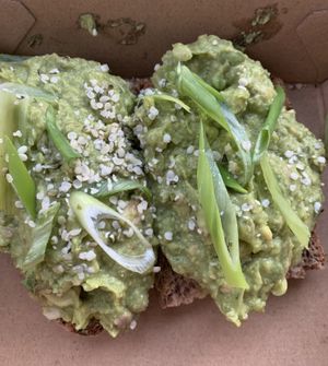 Smashed Pea Avocado Toast  at Root 2 Rise in Pleasantville