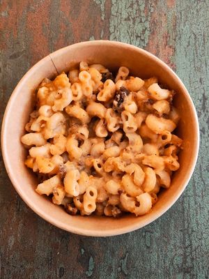 Mac & Cheese: gluten free macaroni elbows, delicious cheese sauce baked with panko breadcrumbs at Root 2 Rise in Pleasantville