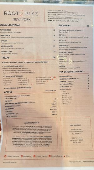 Menu, Nov 2025  at Root 2 Rise in Pleasantville