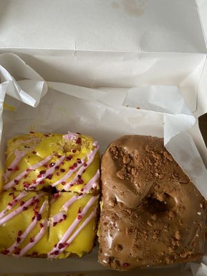Passion fruit / biscoff and cookie dough 😍  at The Doughnut Whisperer in Chester