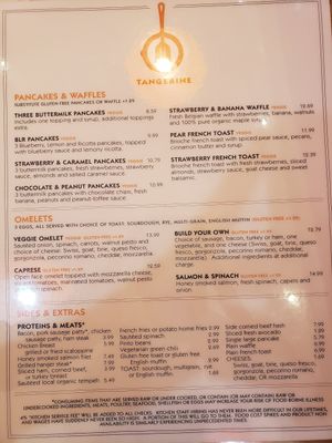 Menu side 2 at Tangerine in Longmont