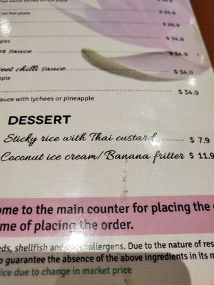 Menu at Mansfield Thai in Mansfield