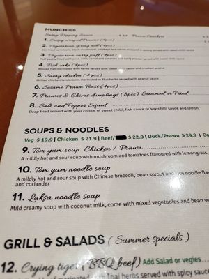 Menu at Mansfield Thai in Mansfield