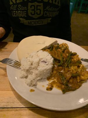 Vegan coconut curry  at Maracuyá in Flores