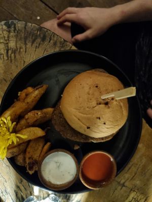 La Vegana Burger (with fries) at Maracuyá in Flores