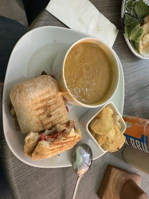 Veg panini and soup of the dayy  at The Broch Cafe in Strathyre