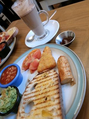 Forgot to take a photo before tucking in (7 item breakfast - mushroom already eaten) at Treats Cafe & Tea Room in Durham