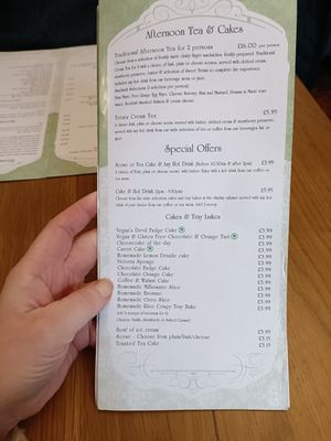 3 vegan cake options 👌 not our cup of tea, but a lovely choice! at Treats Cafe & Tea Room in Durham