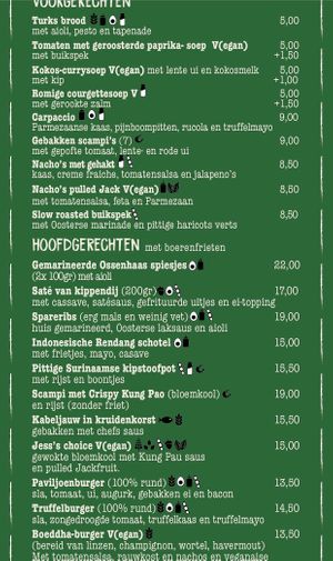 Dinerkaart at Paviljoen Genneper Parken in Eindhoven