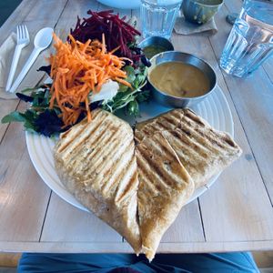 Pict taken before pandemic when they served food on dishes. Miss that!  at Buddha-Full - Lonsdale in North Vancouver